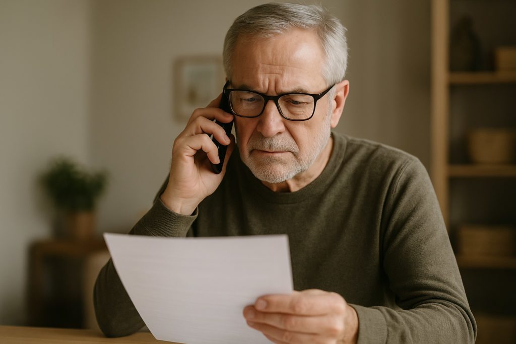 Middle-aged man reviewing Colonial Penn $9.95 life insurance policy details, illustrating how coverage units vary by age and gender in 2025.